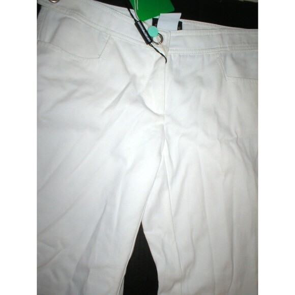 New Womens Designer Emporio Armani Cotton Pants 44 8 White Tall NWT Belt Accent - Picture 3 of 8